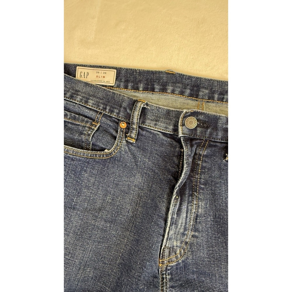 Gap Slim Jeans Mens 36x36 Blue Denim Slim Fit Stretch Dark Wash Pants